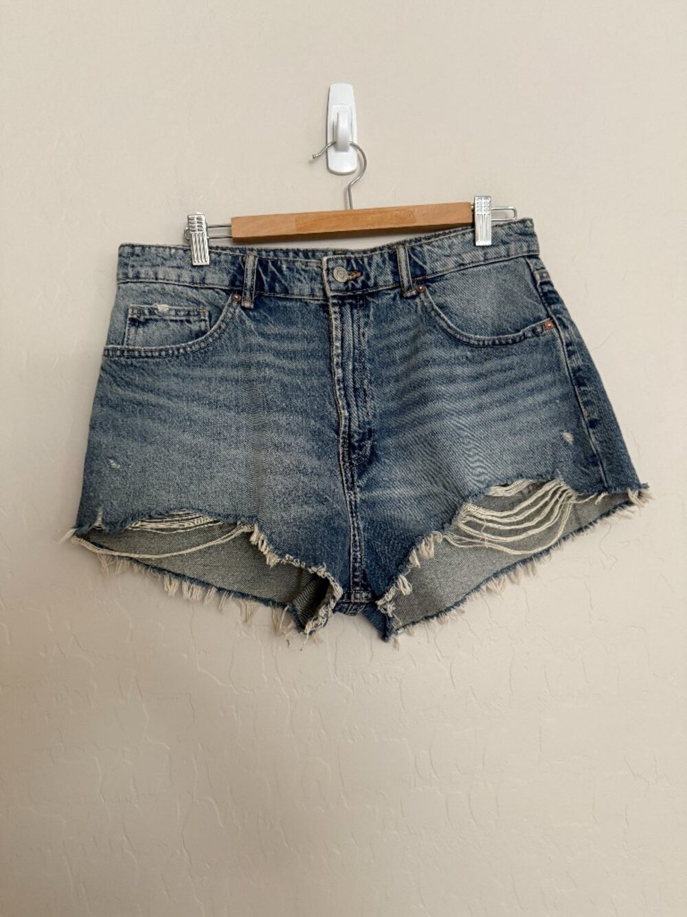 Zara Cutoff Distressed Denim Jean Shorts Size 12 US